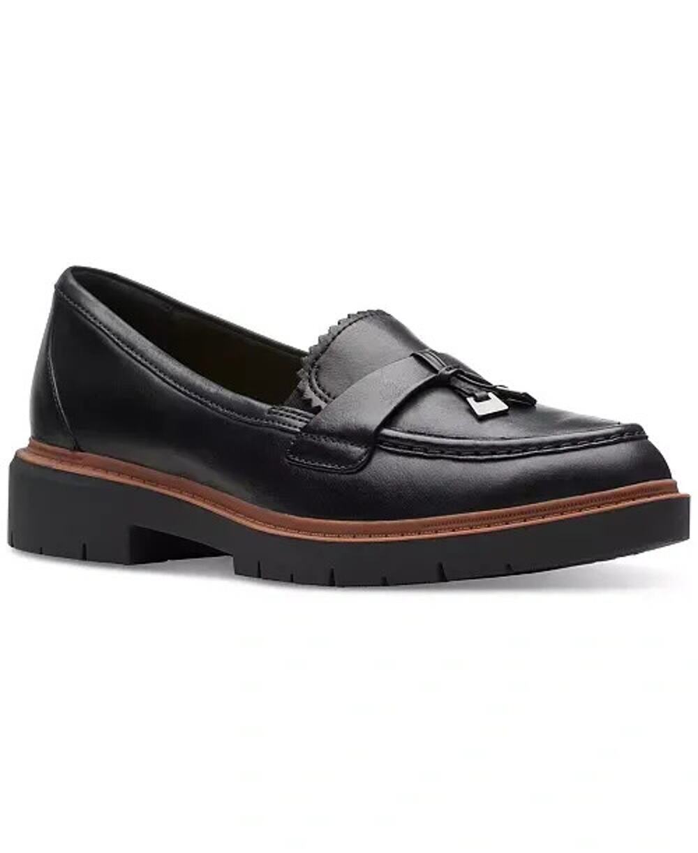 Clarks Westlynn Bella Shoes Women's Size 10 Black Leather Tassel Loafers New Box